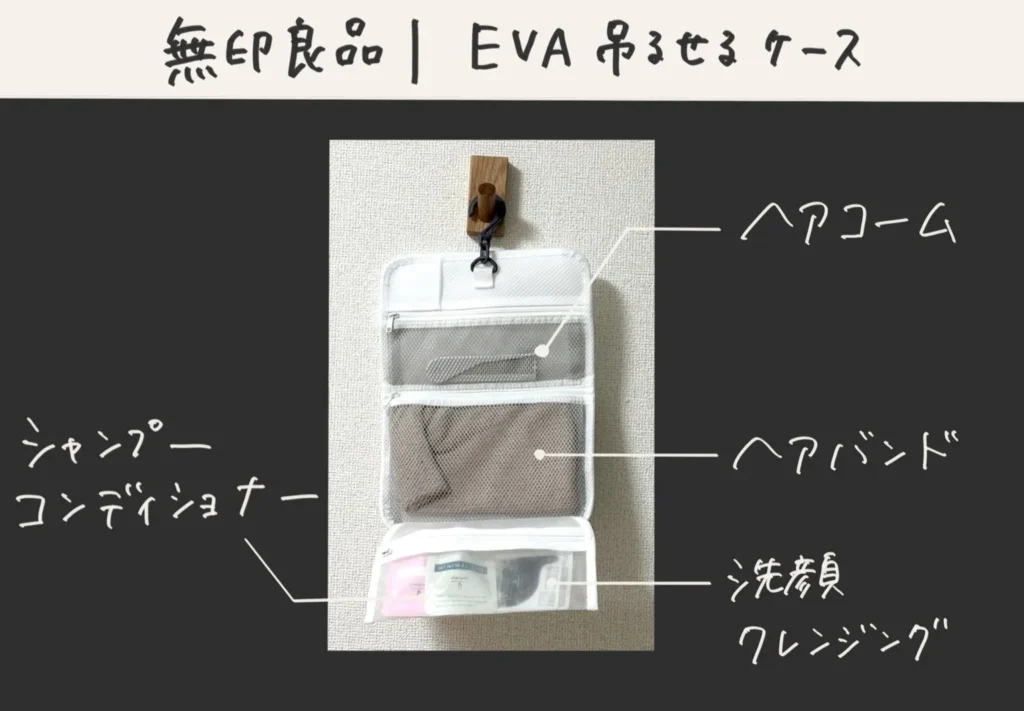無印良品のEVA吊るせるケースのパッキング例